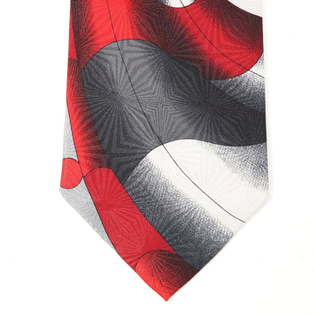Enrico Capucci Tie Men 59 in Silk Festive Colorful Vibrant Red Black Geo Wide